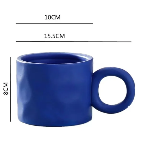 Klein Blue Ceramic Coffee Mug Creative Nordic Handmade Cup Ring Handle Ceramic Mugs For Coffee Porcelain 5