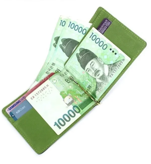 Leather Men Money Clips Metal Solid Wallets Credit Dollar Purses Money Holder Portafoglio Wallet For Male 3