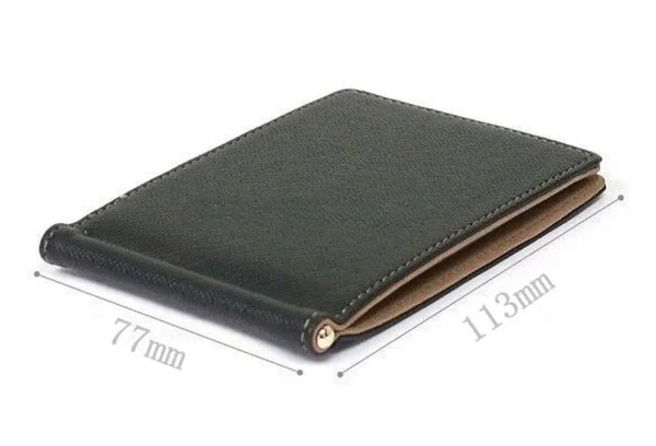 Leather Men Money Clips Metal Solid Wallets Credit Dollar Purses Money Holder Portafoglio Wallet For Male 4