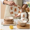 Lovely Bear Dinnerware Ceramic Dinner Plate Rice Soup Bowl Rectangle Sushi Plate Milk Mug Spoon Microwave 300x300