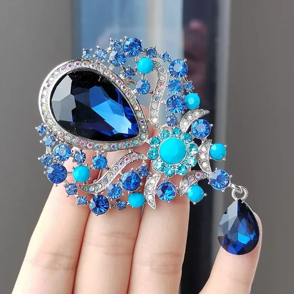 Luxury Elegant Large Crystal Water Drop Brooches For Women Vintage Fashion Pendant Style Elegant Wedding Pins 1