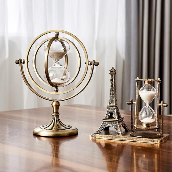 Luxury Globe Timer Sand Clock Retro Sandglass Time Hourglass Nordic Home Decoration Rotating Hour Glass Office 1