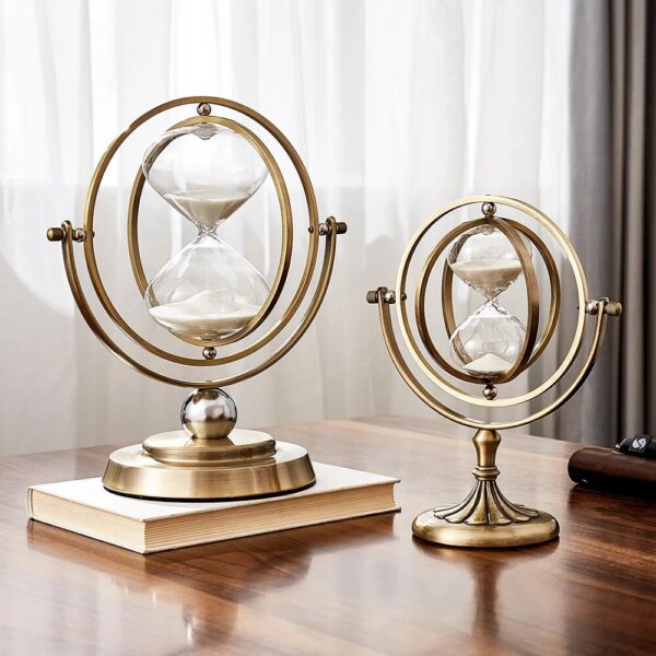 Luxury Globe Timer Sand Clock Retro Sandglass Time Hourglass Nordic Home Decoration Rotating Hour Glass Office 2