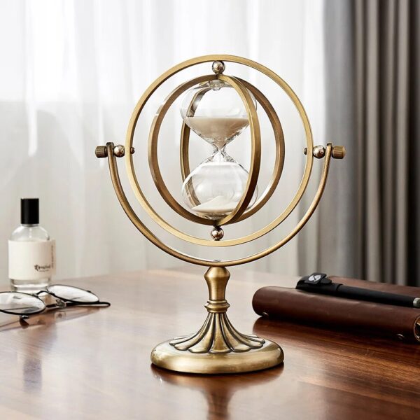 Luxury Globe Timer Sand Clock Retro Sandglass Time Hourglass Nordic Home Decoration Rotating Hour Glass Office 3