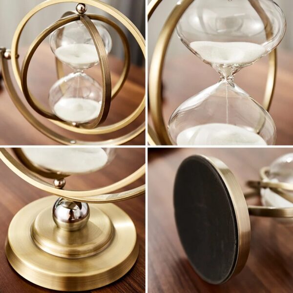 Luxury Globe Timer Sand Clock Retro Sandglass Time Hourglass Nordic Home Decoration Rotating Hour Glass Office 4