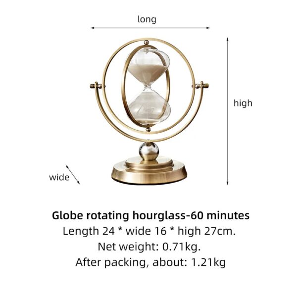 Luxury Globe Timer Sand Clock Retro Sandglass Time Hourglass Nordic Home Decoration Rotating Hour Glass Office 5