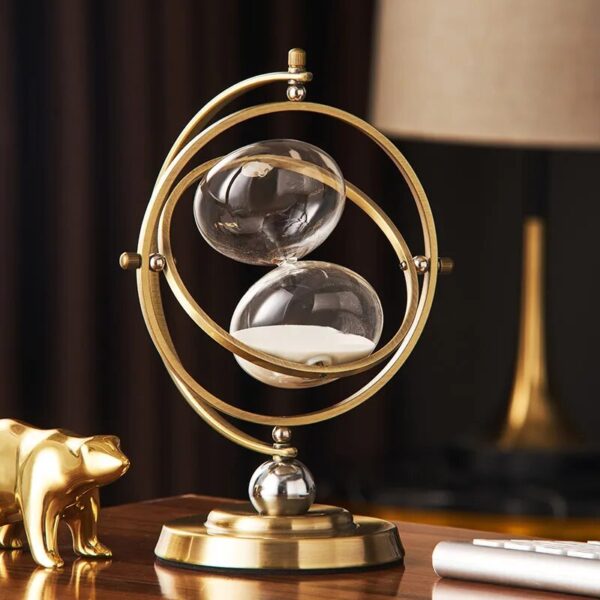 Luxury Globe Timer Sand Clock Retro Sandglass Time Hourglass Nordic Home Decoration Rotating Hour Glass Office