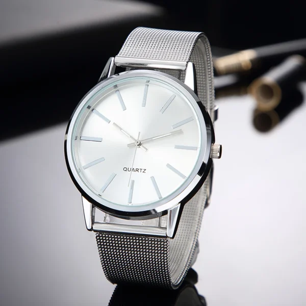 Luxury Women Watches 2023 New Stylish Silver Minimalist Business Ladies Quartz Watch Breathable Leather Steel Clock 1