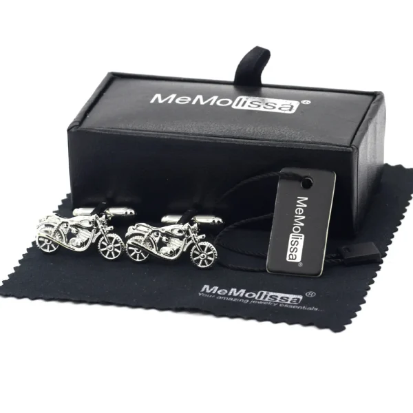 Memolissa Display Box Cufflinks Classic Motorcycle Design Sports Style Solid Color Cufflinks For Men Wedding Jewelry 3