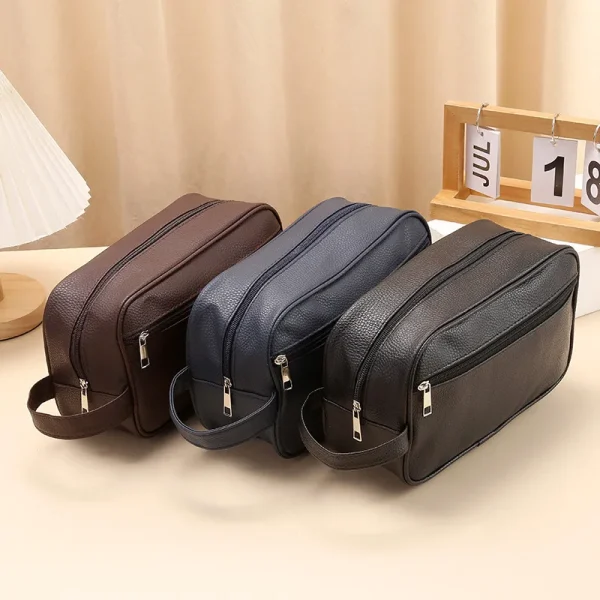 Men Travel Cosmetic Bag Zipper Makeup Bags Pu Leather Travel Toiletry Bag Cosmetics Organizer Storage Pouch 1