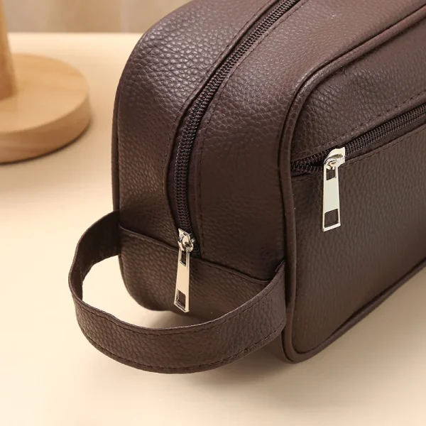 Men Travel Cosmetic Bag Zipper Makeup Bags Pu Leather Travel Toiletry Bag Cosmetics Organizer Storage Pouch 2