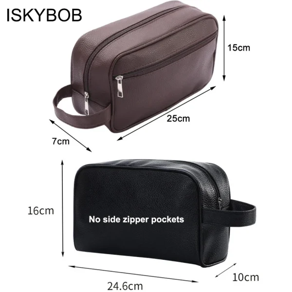 Men Travel Cosmetic Bag Zipper Makeup Bags Pu Leather Travel Toiletry Bag Cosmetics Organizer Storage Pouch 4