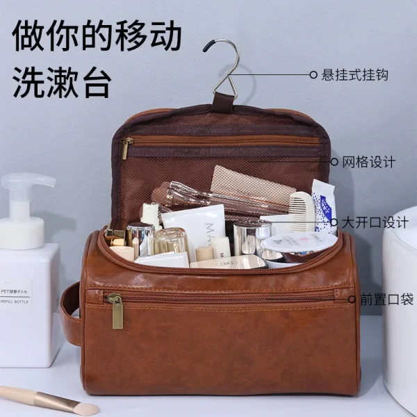 Men Vintage Luxury Toiletry Bag Travel Necessary Business Cosmetic Makeup Cases Male Hanging Storage Organizer Wash 2