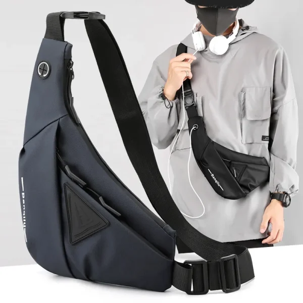 Men S Shoulder Bag Waterproof Usb Oxford Crossbody Bag Sling Multifunction Short Travel Messenger Chest Pack