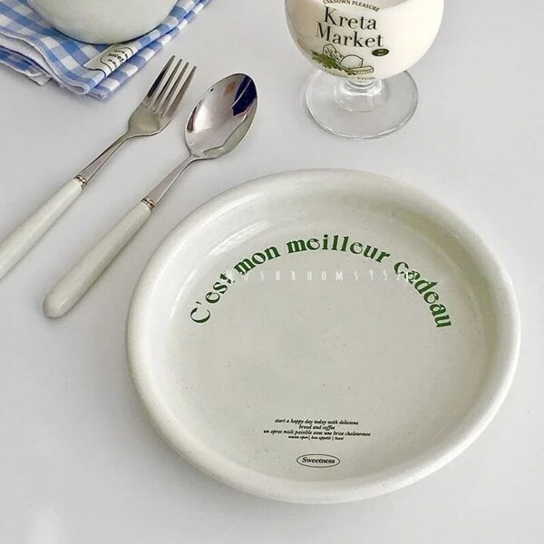 Milk Green Ceramic Tableware Vintage Home Salad Bowl Breakfast Plate Senior Sense Of One Person Food 2