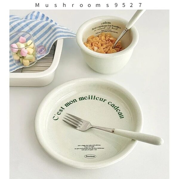 Milk Green Ceramic Tableware Vintage Home Salad Bowl Breakfast Plate Senior Sense Of One Person Food