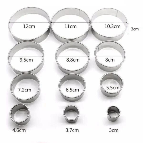 Mousse Ring Set 304 Stainless Steel Diameter 3 12cm Cookie Cutter Round Waffle Makers Kitchen Baking 5