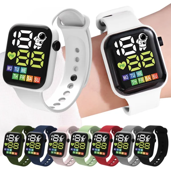 Multi Color Smart Watch For Kids Boy Girl Fashion Sports Bracelet Led Digital Wrist Watches Children 1