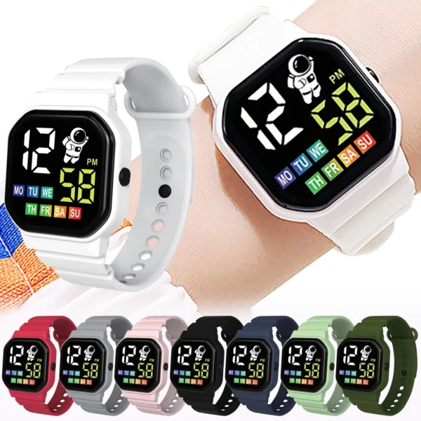 Multi Color Smart Watch For Kids Boy Girl Fashion Sports Bracelet Led Digital Wrist Watches Children 2