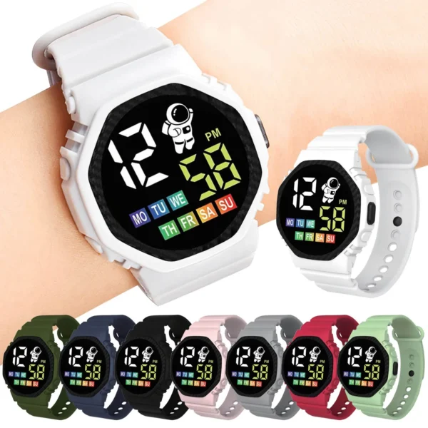 Multi Color Smart Watch For Kids Boy Girl Fashion Sports Bracelet Led Digital Wrist Watches Children 3