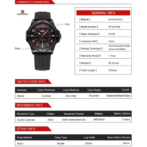 Naviforce Top Brand Men S Watches Waterproof Luxury Business Casual Nylon Strap Quartz Wristwatch Luminous Relogio 3