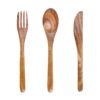 Natural Wood Cutlery Knife Fork And Spoon Suit Dessert Cake Fork Spoon Reusable Wooden Tableware Set