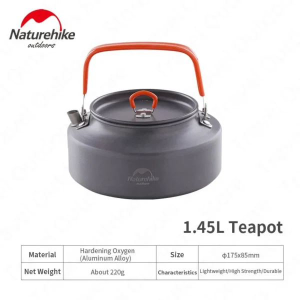 Naturehike Outdoor Camping Cookware 1 1l 1 45l Portable Water Kettle Camping Picnic Tableware Equipment Hard 5