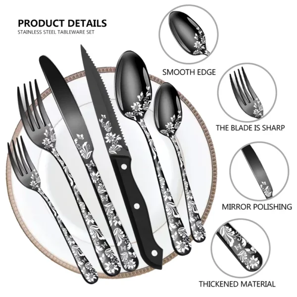 New 24pcs Explosive Pattern Stainless Steel Cutlery Set Luxury Western Steak Dinnerware Set Knife Fork Spoon 1