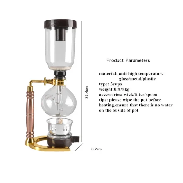 New Home Style Siphon Coffee Maker Tea Siphon Pot Vacuum Coffeemaker Glass Type Coffee Machine Filter 5