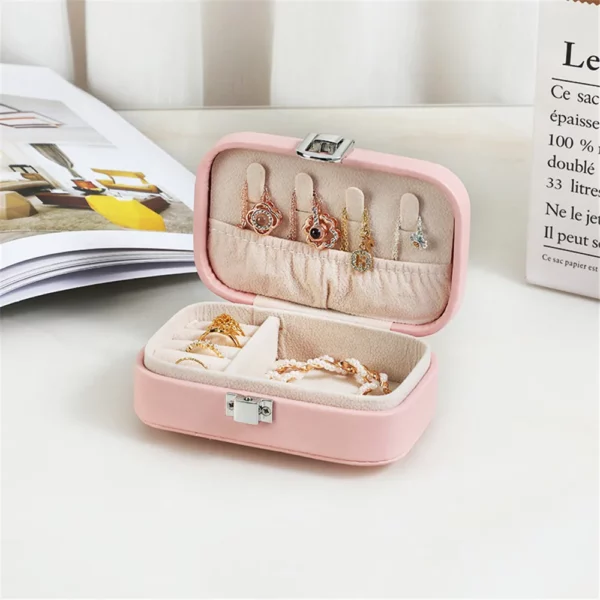 New Jewelry Organizer Display Travel Jewelry Case Portable Locket Necklace Box Pu Leather Storage Earring Ring 1