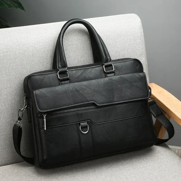 New Men Briefcase Bag Classical Retro Pu Leather Luxury Brand Business Handbag Male Crossbody Shoulder Bag 4