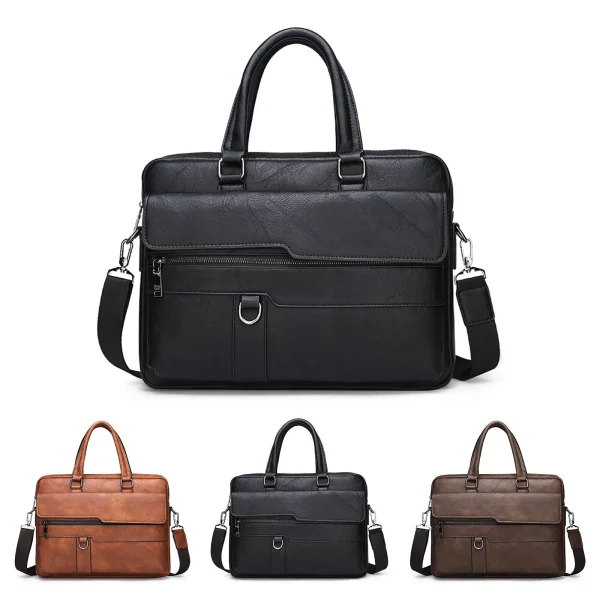 New Men Briefcase Bag Classical Retro Pu Leather Luxury Brand Business Handbag Male Crossbody Shoulder Bag 5