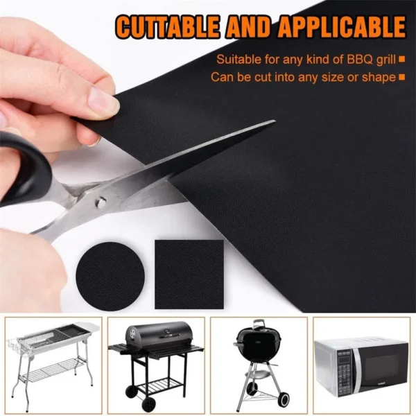 Non Stick Bbq Grill Mat Baking Mat Cooking Reusable Barbecue Grilling Sheet Heat Resistance Easily Cleaned 1