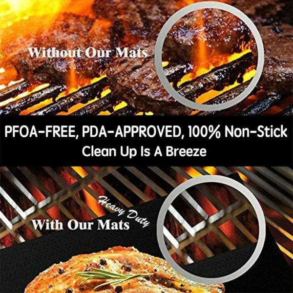 Non Stick Bbq Grill Mat Baking Mat Cooking Reusable Barbecue Grilling Sheet Heat Resistance Easily Cleaned 2