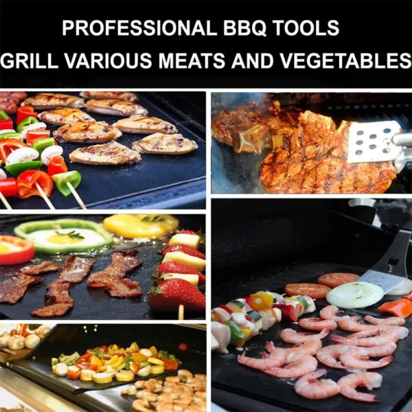 Non Stick Bbq Grill Mat Baking Mat Cooking Reusable Barbecue Grilling Sheet Heat Resistance Easily Cleaned