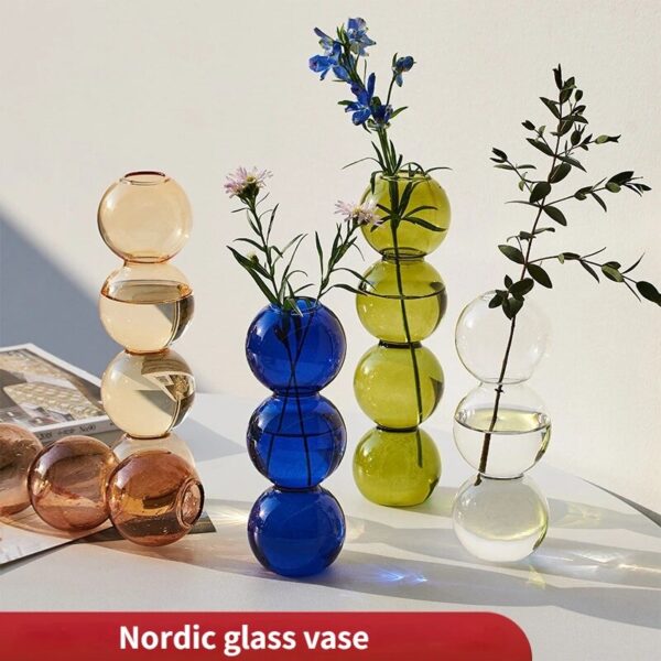 Nordic Glass Vase Home Decor Living Room Decoration Terrarium Flower Vase Plant Pots Decorative Home Accessories