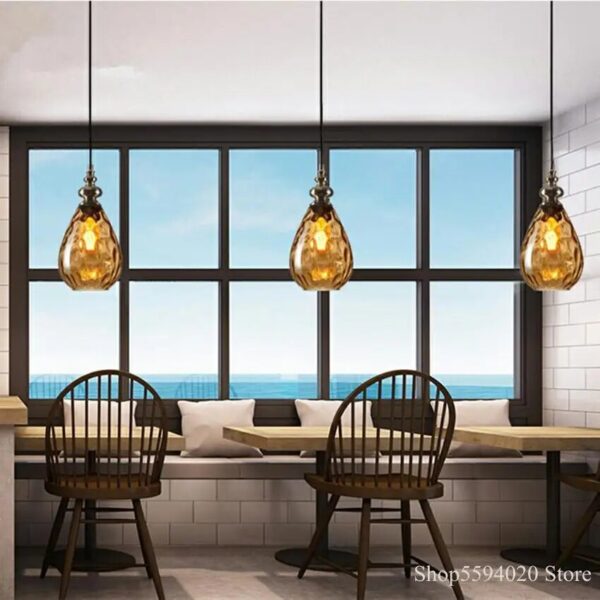 Nordic loft vintage glass pendant lights led pendant lamp coffee decor hanging lamp suspension luminaire led 5
