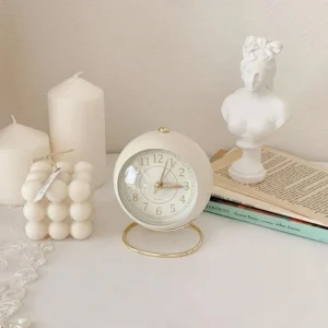 Nordic Retro Alarm Clock Digital Quartz Clock Home Ornament Portable Mute Clocks With Metal Stand For