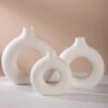 Nordic Vase Circular Hollow Ceramic Donuts Flower Pot Home Living Room Decoration Accessories Interior Office Desktop