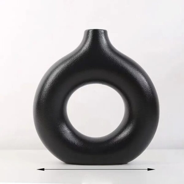 Nordic Vase Circular Hollow Ceramic Donuts Flower Pot Home Living Room Decoration Accessories Interior Office Desktop 5