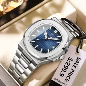 Poedagar Luxury Watch Business Waterproof Male Clock Luminous Date Stainless Steel Square Quartz Men Watch Reloj