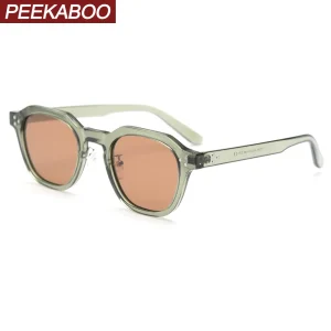 Peekaboo Korean Style Retro Sun Glasses For Women Tr90 Frame Polygon Polarized Sunglasses Uv400 Male Green