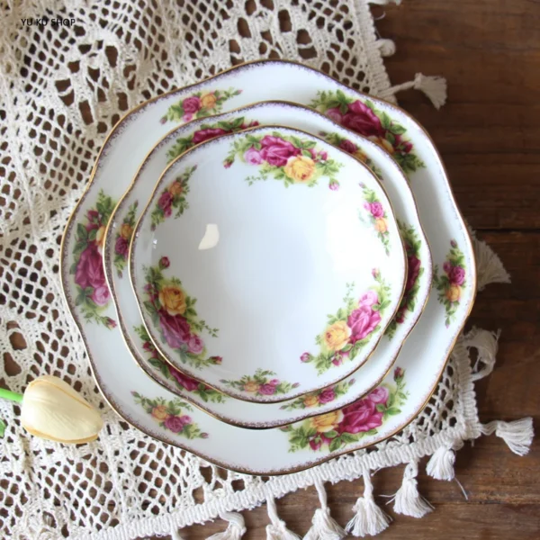 Phnom penh rose tableware bone china dinnerware plate dinner set coffee cup english afternoon tea western 1