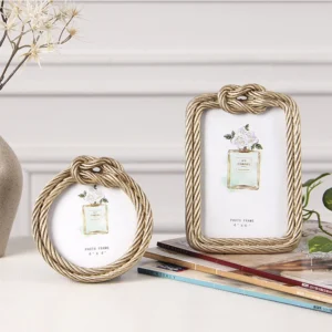 Photo Frame Resin Hemp Rope Photo Frame European Retro Rectangular Round Wedding Photo Frame Home Decoration