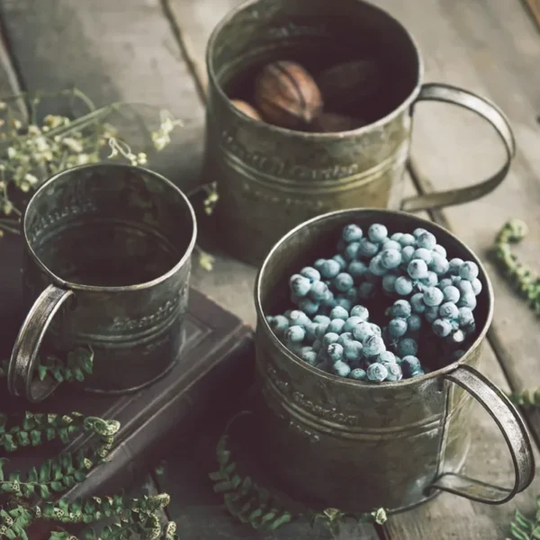 Photography props retro handle cup drinkware vintage english printing iron flower bucket decoration for home kitchen 1