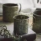 Photography props retro handle cup drinkware vintage english printing iron flower bucket decoration for home kitchen