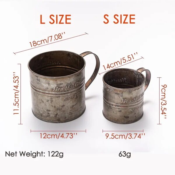 Photography Props Retro Handle Cup Drinkware Wrought Iron Flower Bucket Vintage English Printing Home Decor Gourmet 5