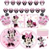 Pink Minnie Mouse Party Baby Shower Happy Birthday Party Decor Girl Party Supplies Decoration Cup Plate