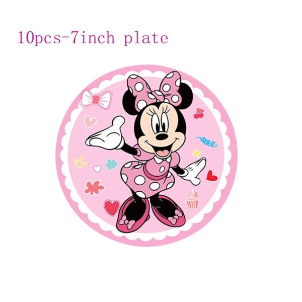 Pink Minnie Mouse Party Baby Shower Happy Birthday Party Decor Girl Party Supplies Decoration Cup Plate 2