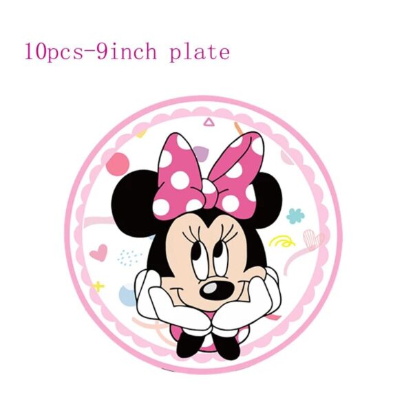 Pink Minnie Mouse Party Baby Shower Happy Birthday Party Decor Girl Party Supplies Decoration Cup Plate 3